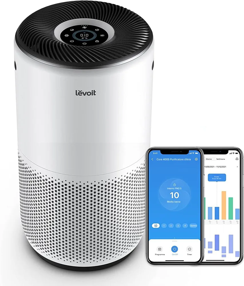 Purificatore d'aria smart Levoit Core 400S bianco con display PM2.5