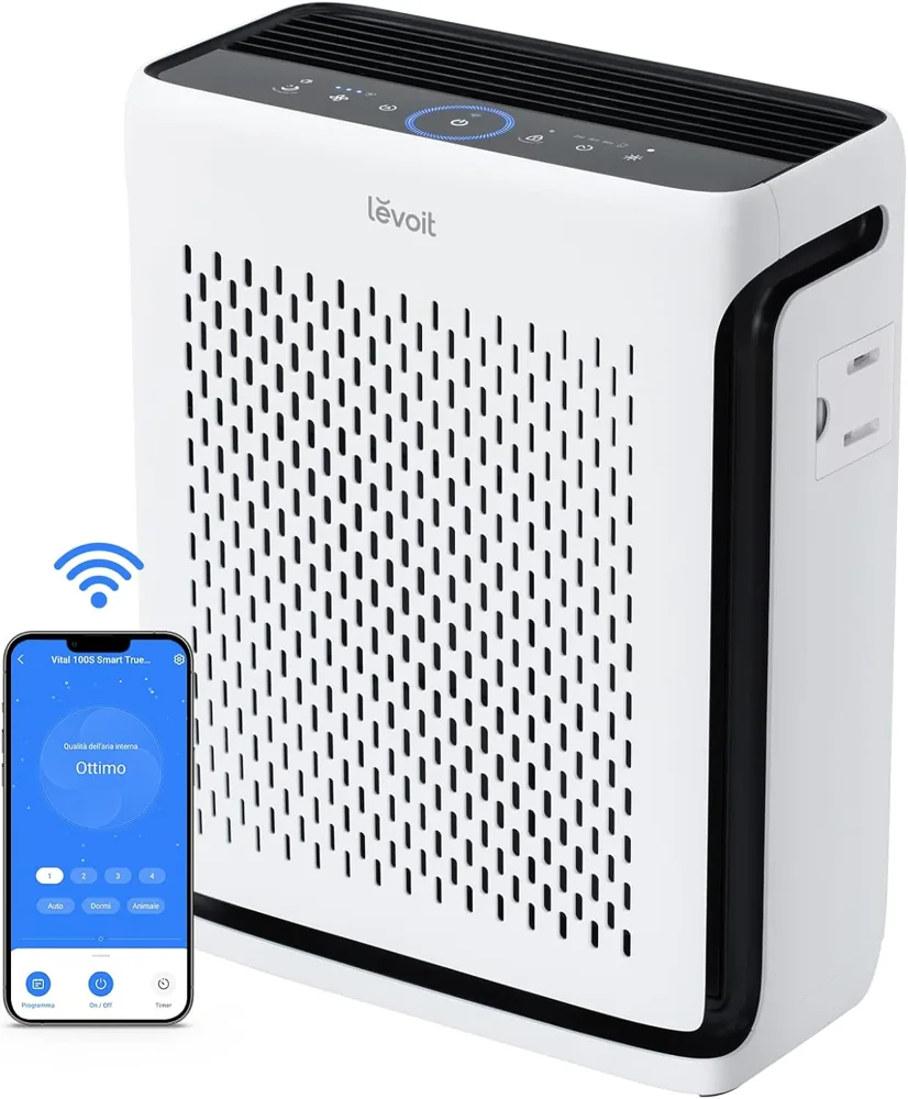 Purificatore d'aria smart Levoit Vital 100S bianco con pannello frontale